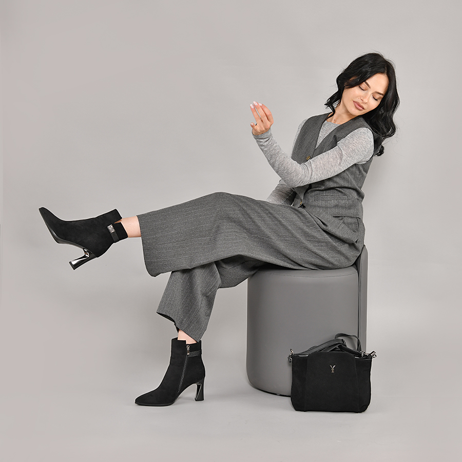 дамски боти текстил черни 6