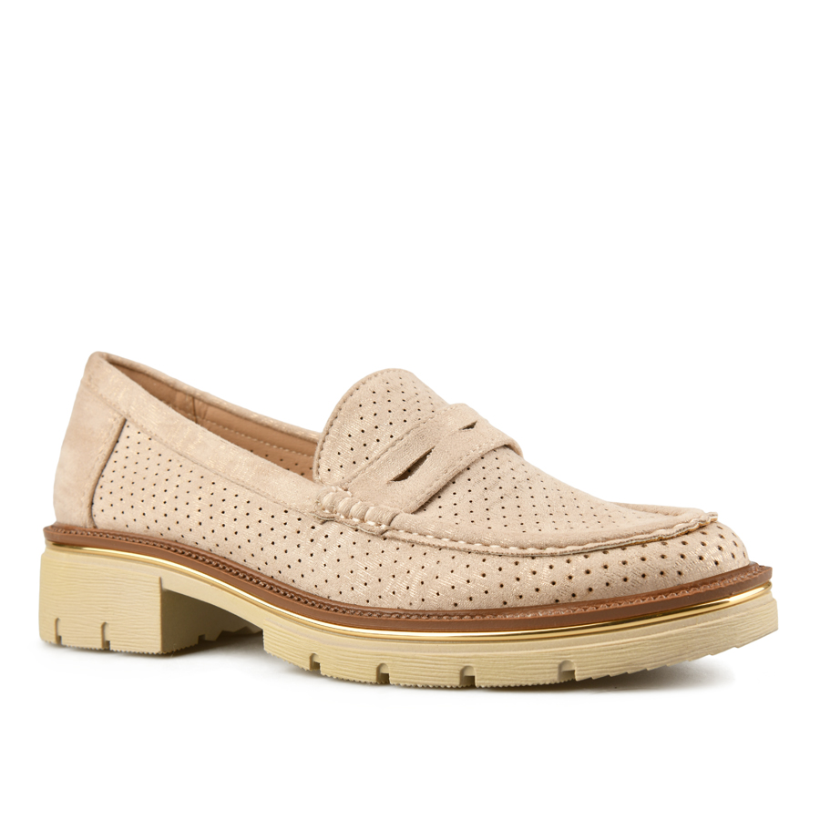 γυναικεία παπούτσια ύφασμα μπεζ 2