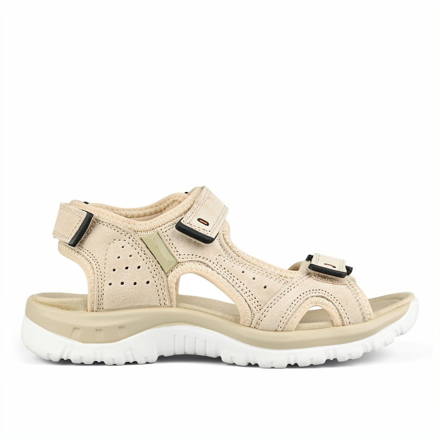 дамски сандали естествена кожа бежови 0