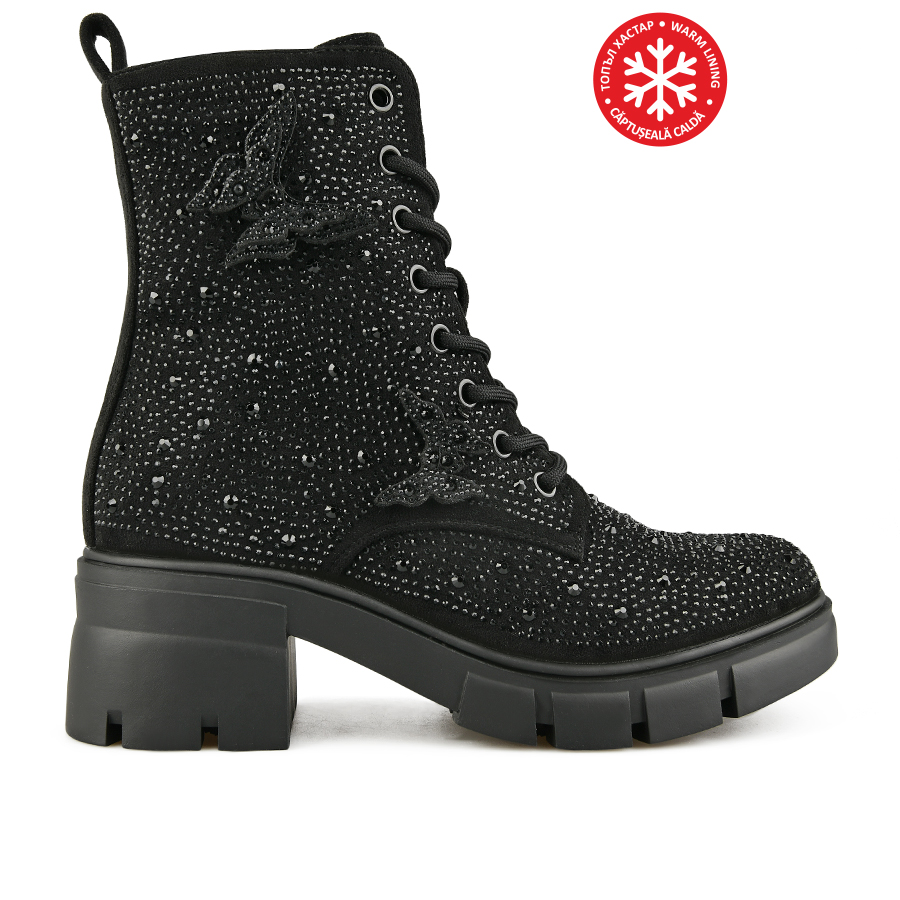 botine damă textil negru 0