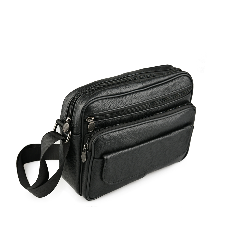 мъжка чанта естествена кожа черна 2