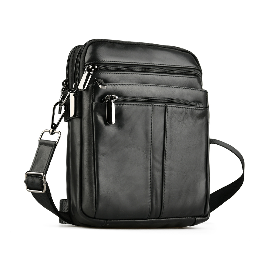 мъжка чанта естествена кожа черна 0