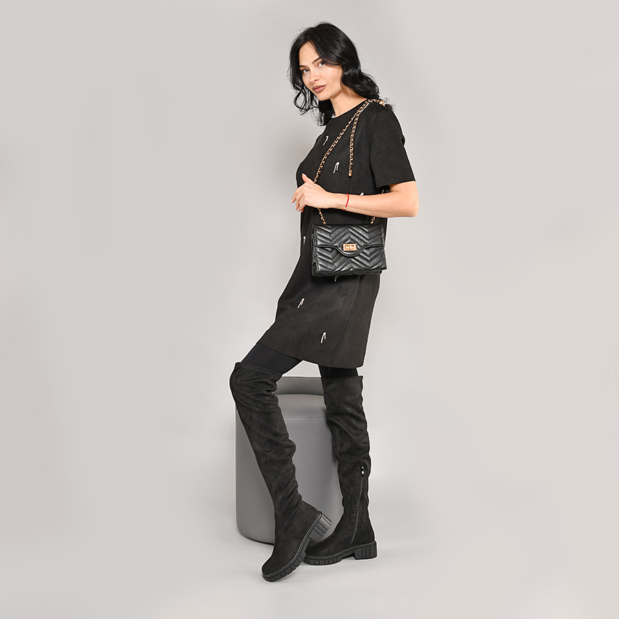 γυναικεία μπότες ύφασμα μαύρο 6