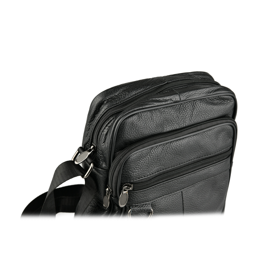 мъжка чанта естествена кожа черна 2