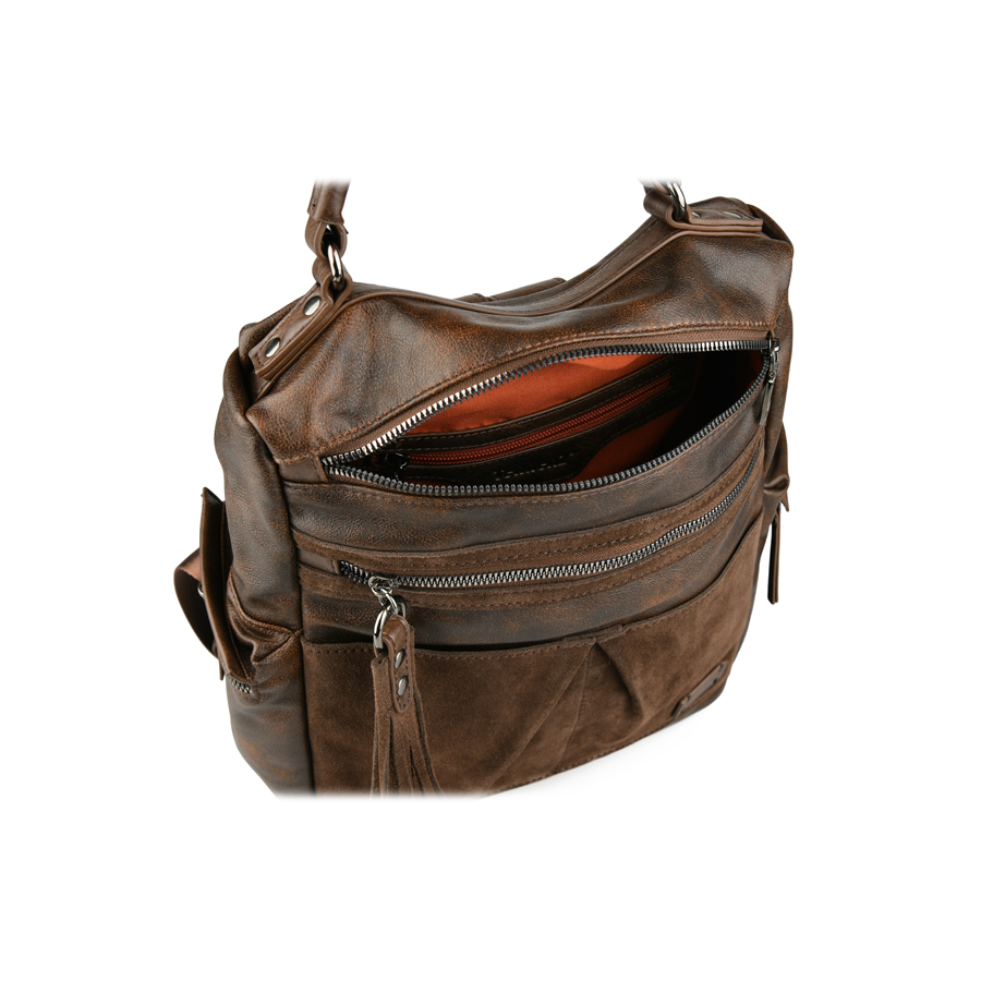 дамска раница естествена кожа/еко кожа кафява 2