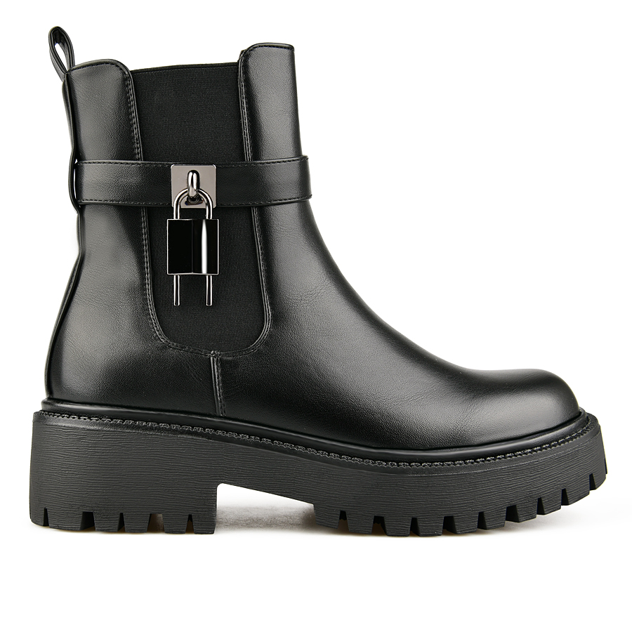 botine damă piele ecologică/textil negru 0