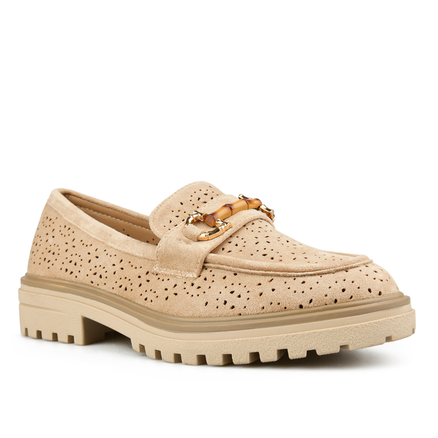 γυναικεία παπούτσια ύφασμα μπεζ 2