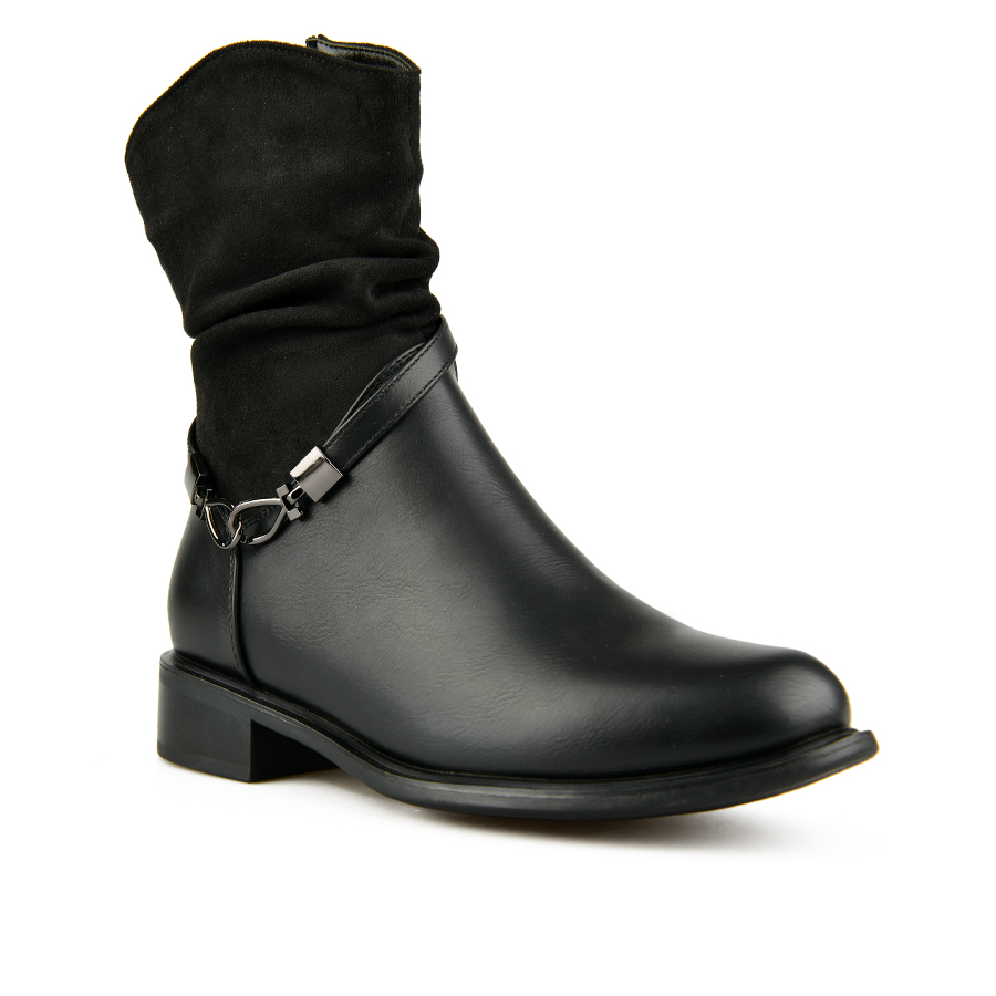 γυναικεία μποτάκια ύφασμα/οικολογικό δέρμα μαύρο 1