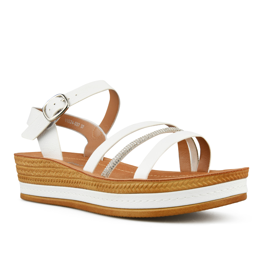 sandale damă piele ecologică alb 3