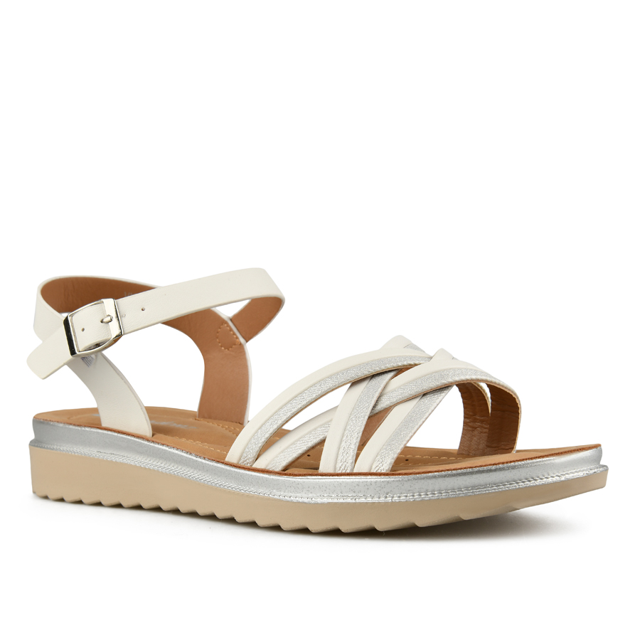 γυναικεία σανδάλια οικολογικό δέρμα λευκά 1