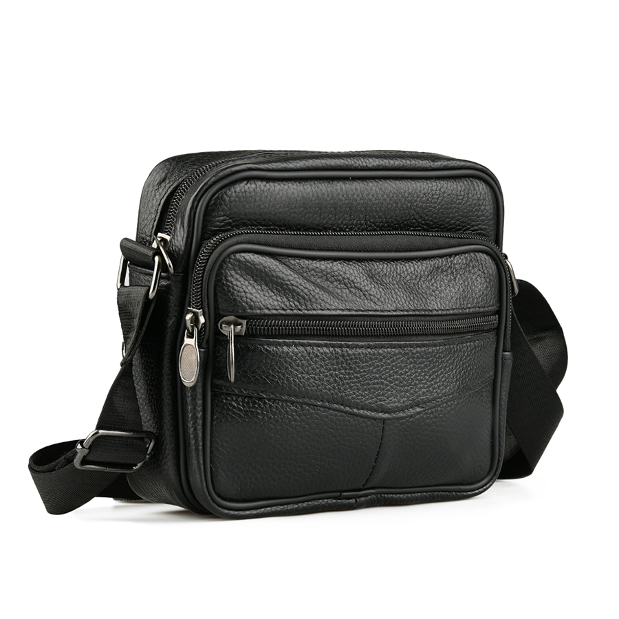 мъжка чанта естествена кожа черна 0