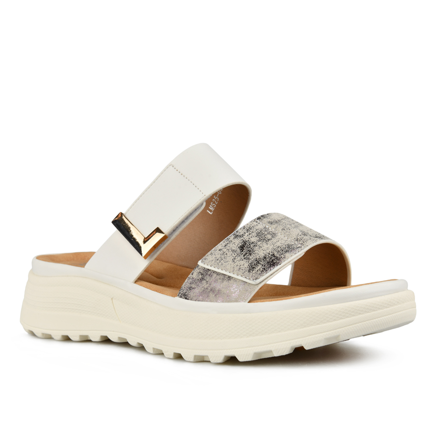 γυναικεία παντόφλες οικολογικό δέρμα λευκά 2