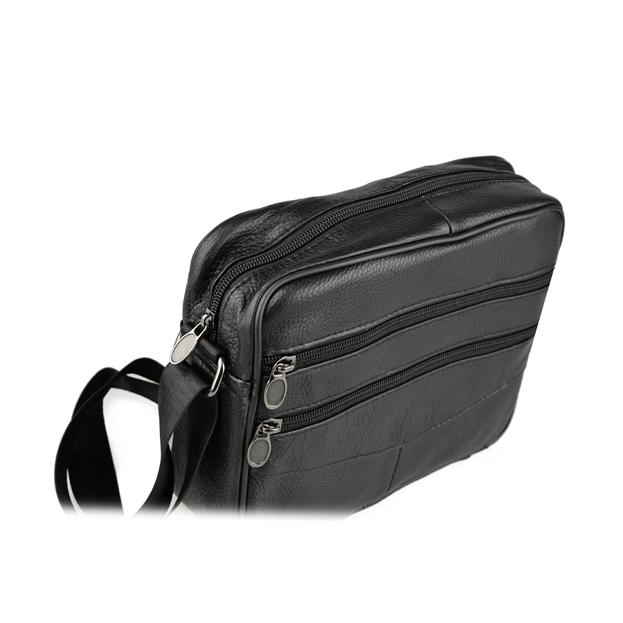 мъжка чанта естествена кожа черна 2