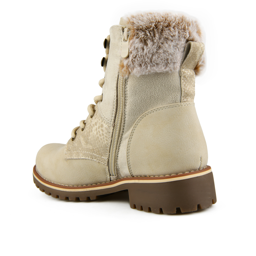 botine damă piele ecologică/textil bej 3