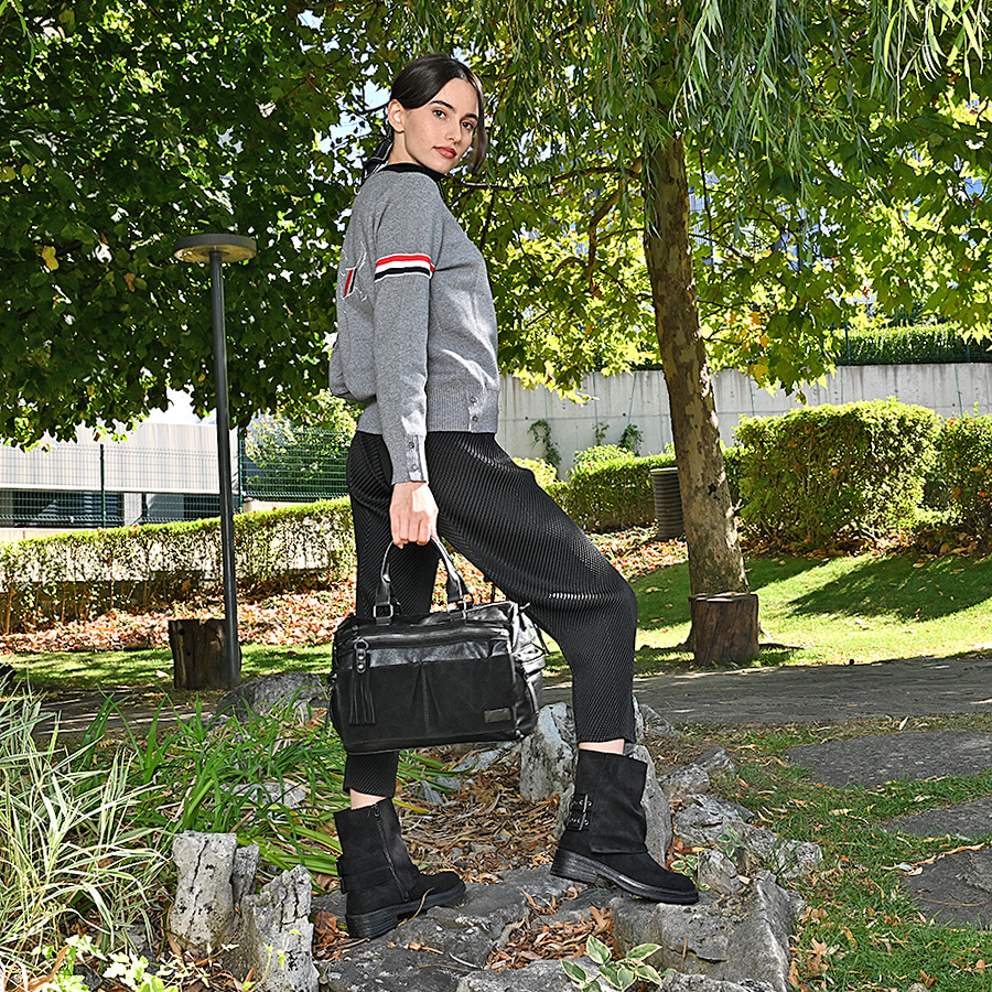 дамски боти текстил черни 6