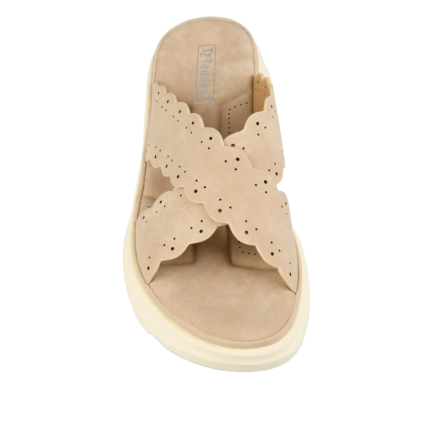 γυναικεία παντόφλες οικολογικό δέρμα μπεζ 1