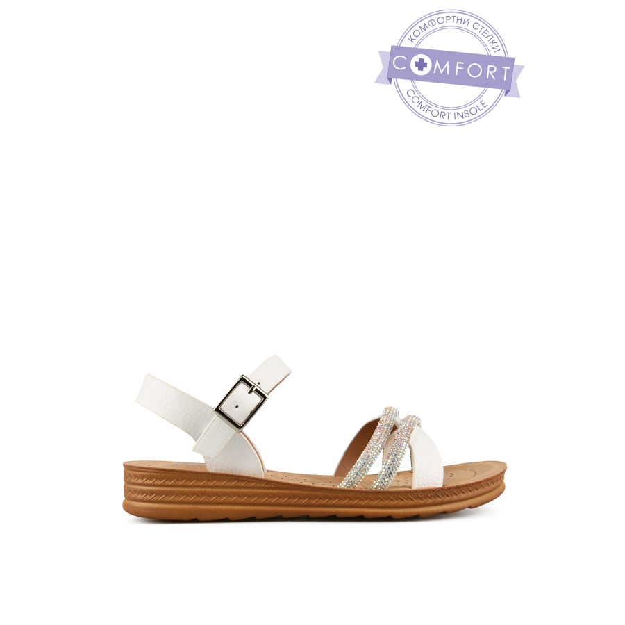 παιδικά σανδάλια ύφασμα/οικολογικό δέρμα λευκά 0