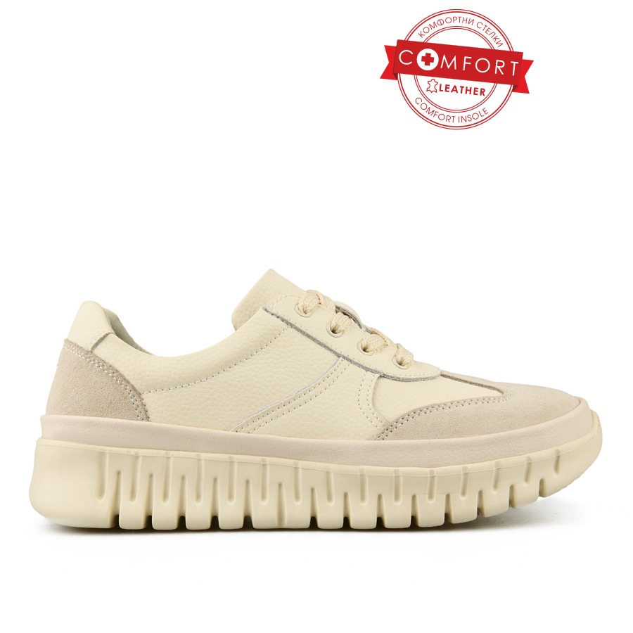 γυναικεία παπούτσια φυσικό δέρμα μπεζ 0