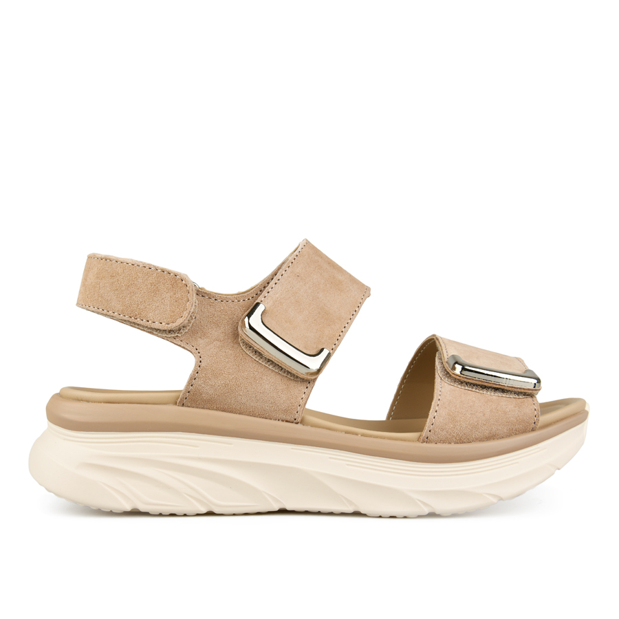 дамски сандали естествена кожа бежови 0