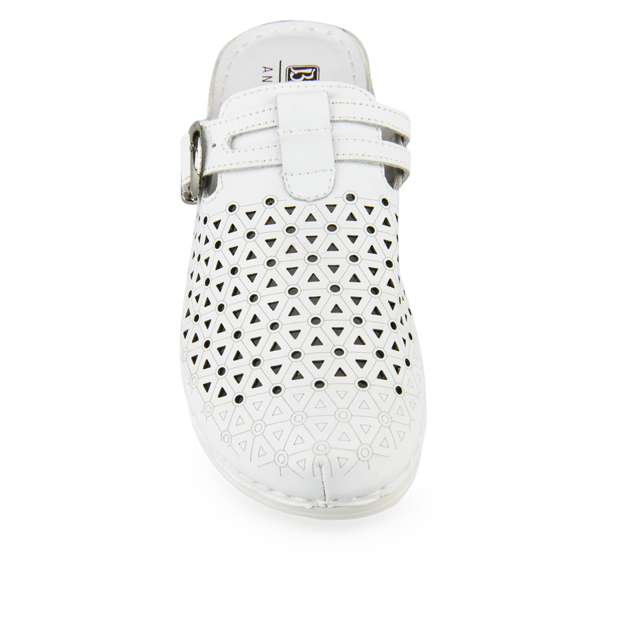 дамски чехли естествена кожа бели 2