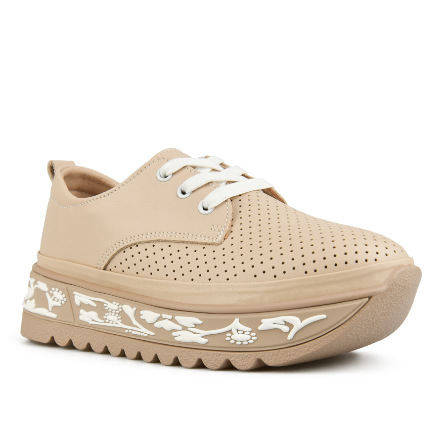 дамски обувки естествена кожа бежови 2