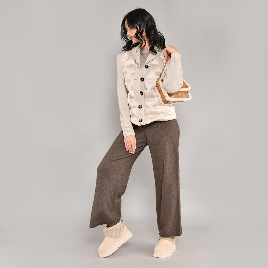 дамски боти текстил бежови 6