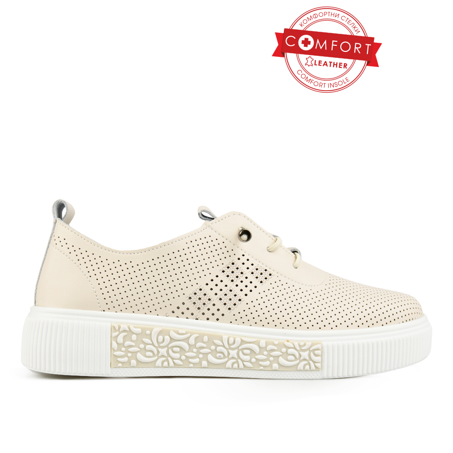 γυναικεία παπούτσια φυσικό δέρμα μπεζ 0