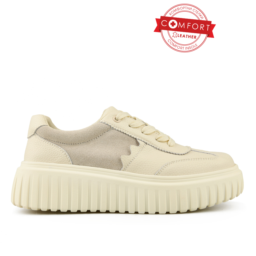 γυναικεία παπούτσια φυσικό δέρμα μπεζ 0