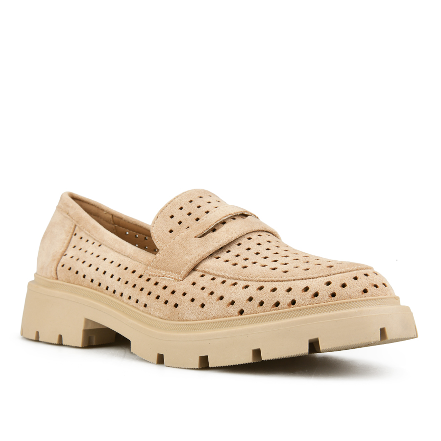 γυναικεία παπούτσια ύφασμα μπεζ 2