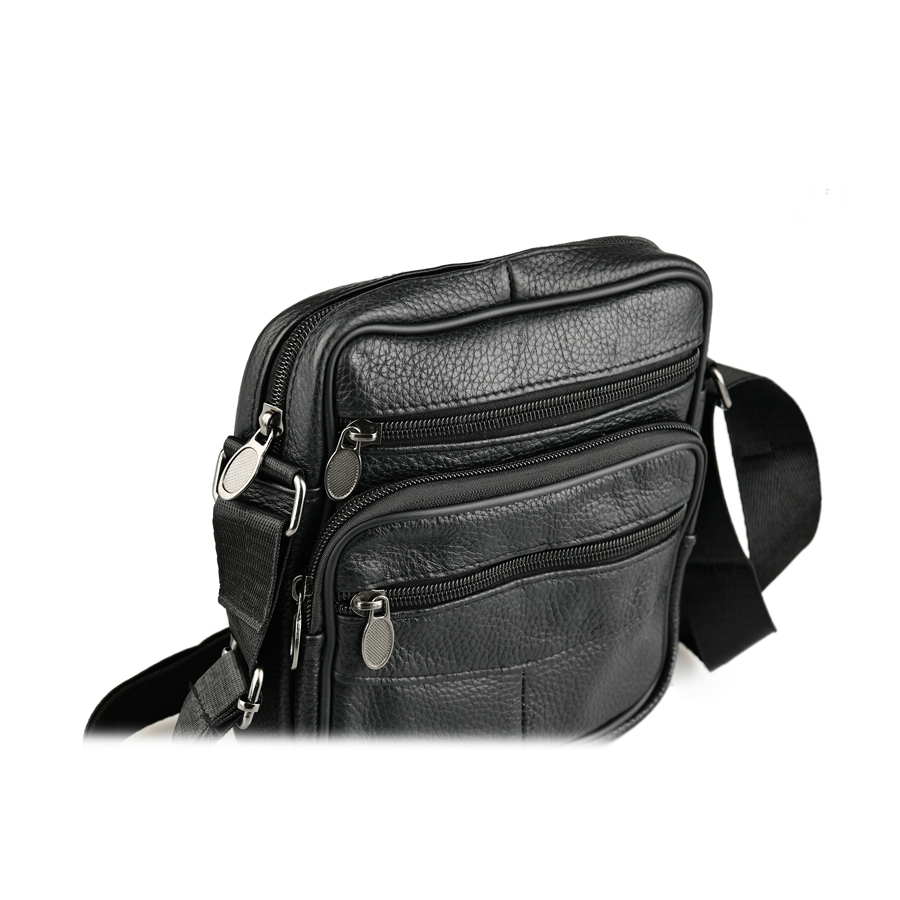 мъжка чанта естествена кожа черна 2