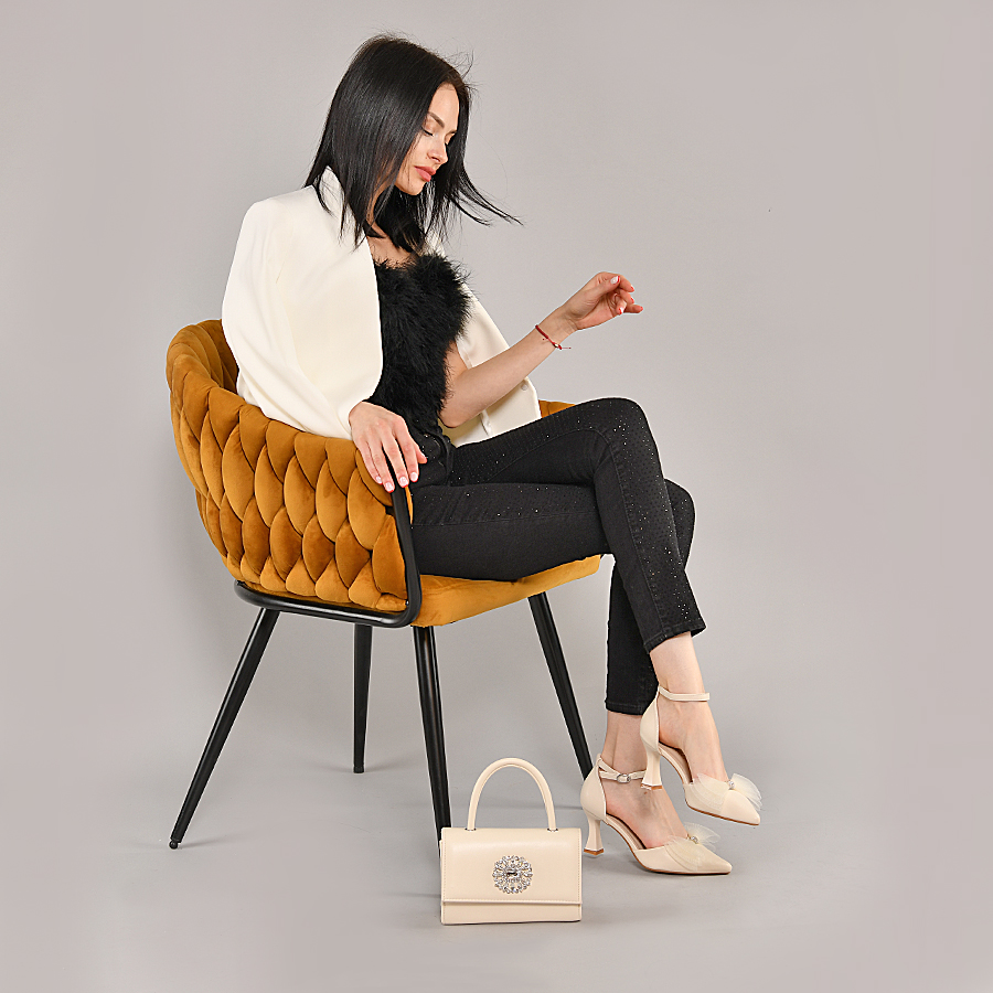 γυναικεία σανδάλια ύφασμα/οικολογικό δέρμα μπεζ 4