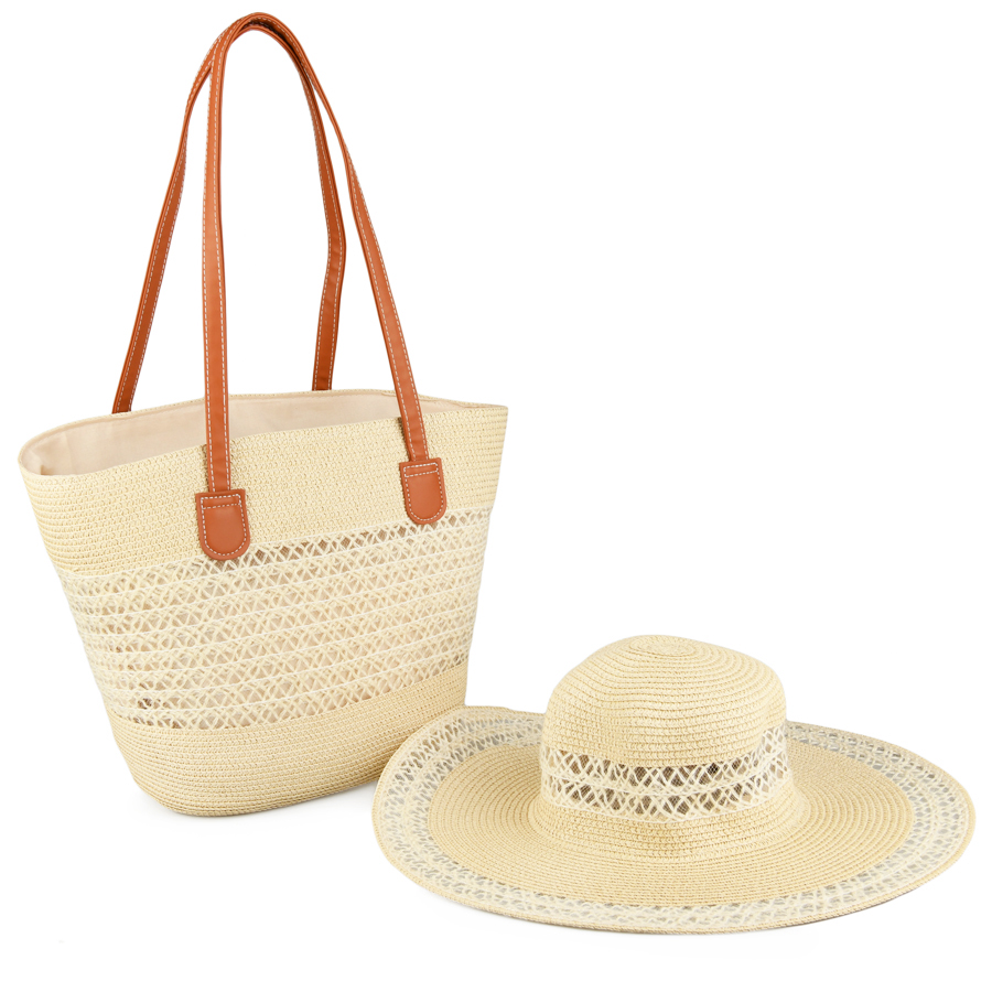 комплект чанта еко кожа бежова 0