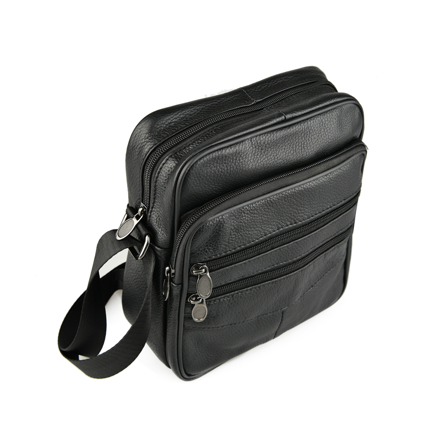 мъжка чанта естествена кожа черна 2