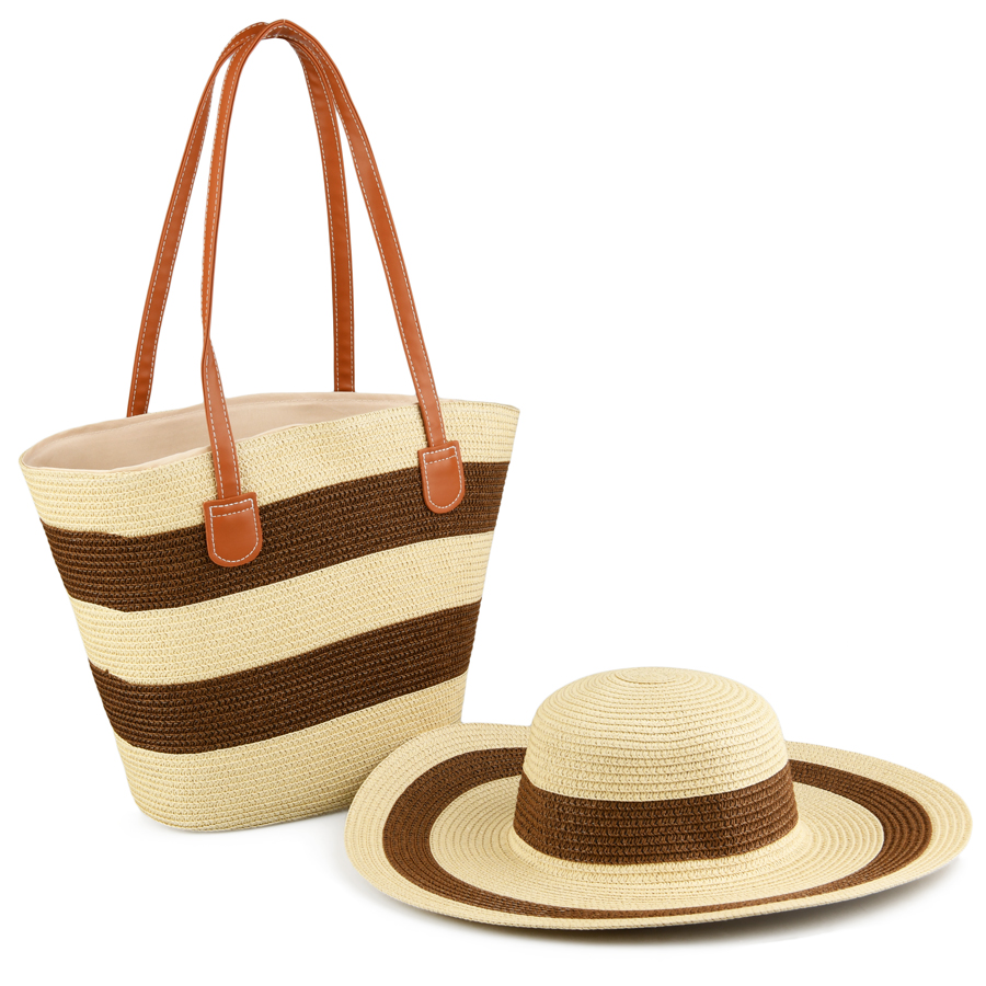 комплект чанта еко кожа кафява 0