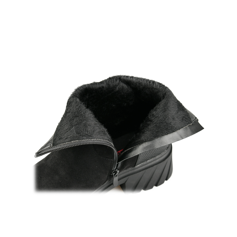 γυναικεία μποτάκια ύφασμα/οικολογικό δέρμα μαύρο 5