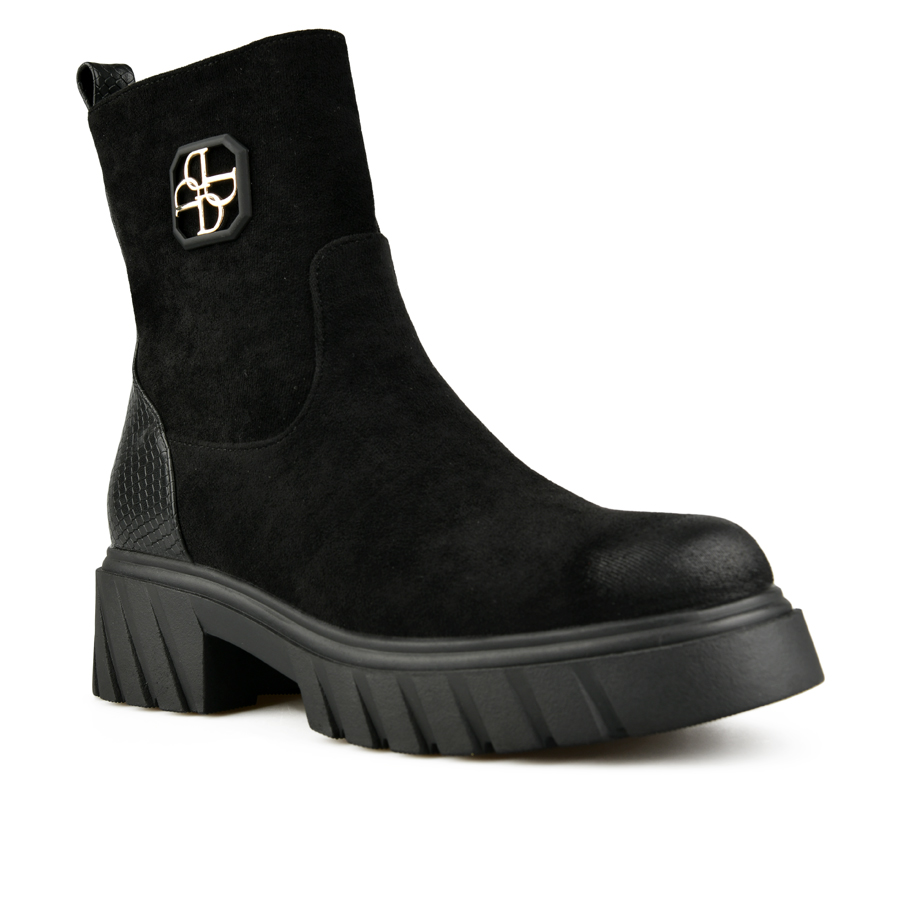 γυναικεία μποτάκια ύφασμα/οικολογικό δέρμα μαύρο 1