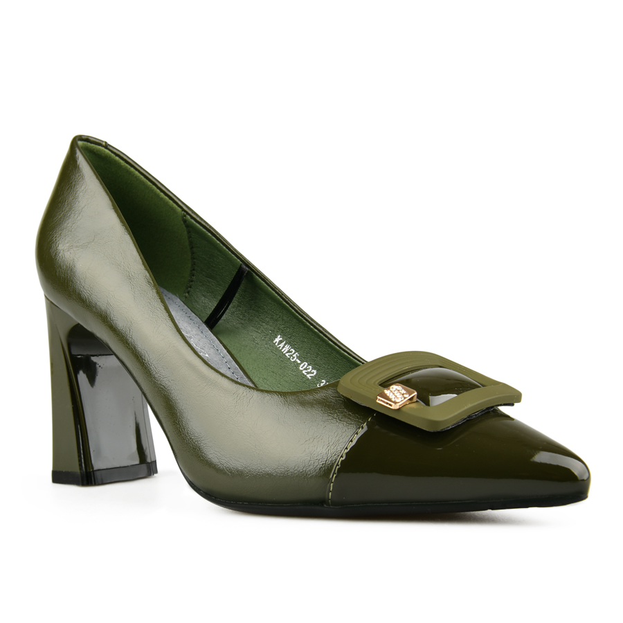 pantofi damă piele ecologică verde închis 1