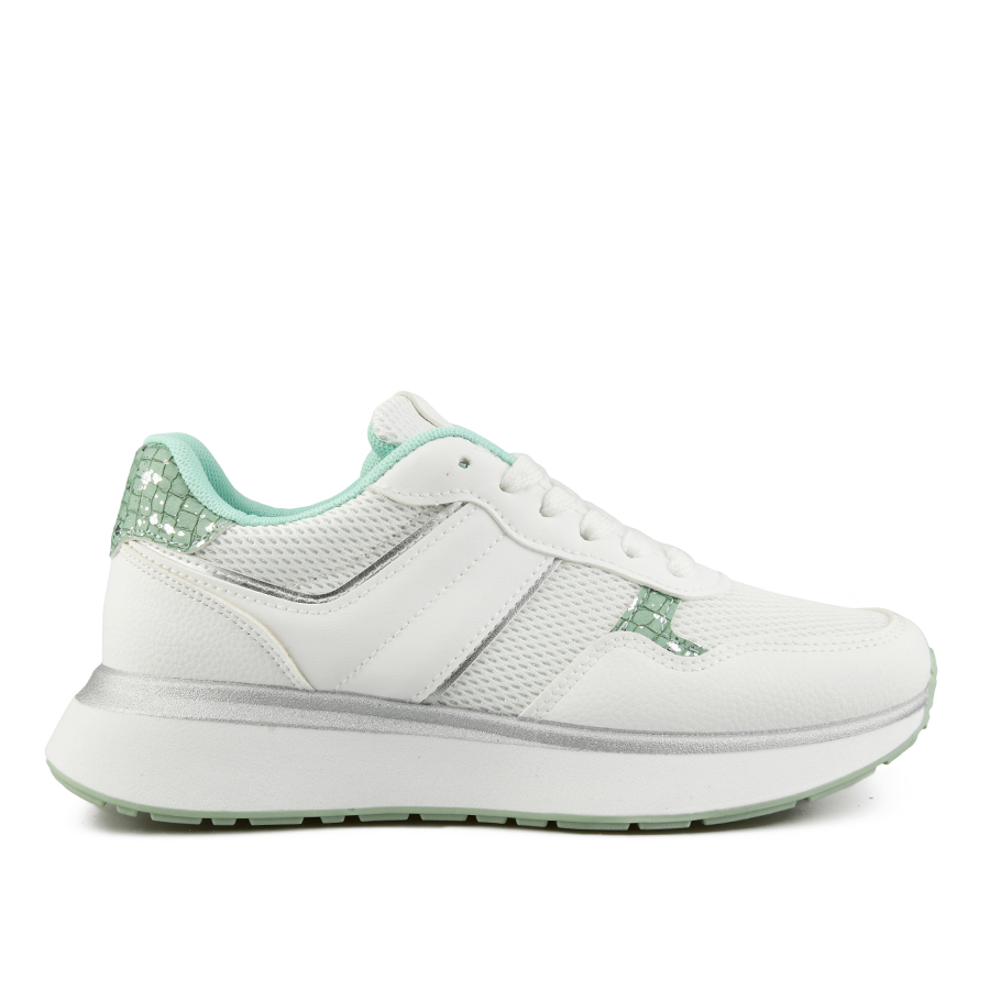 дамски маратонки еко кожа/текстил бяло/зелени 0