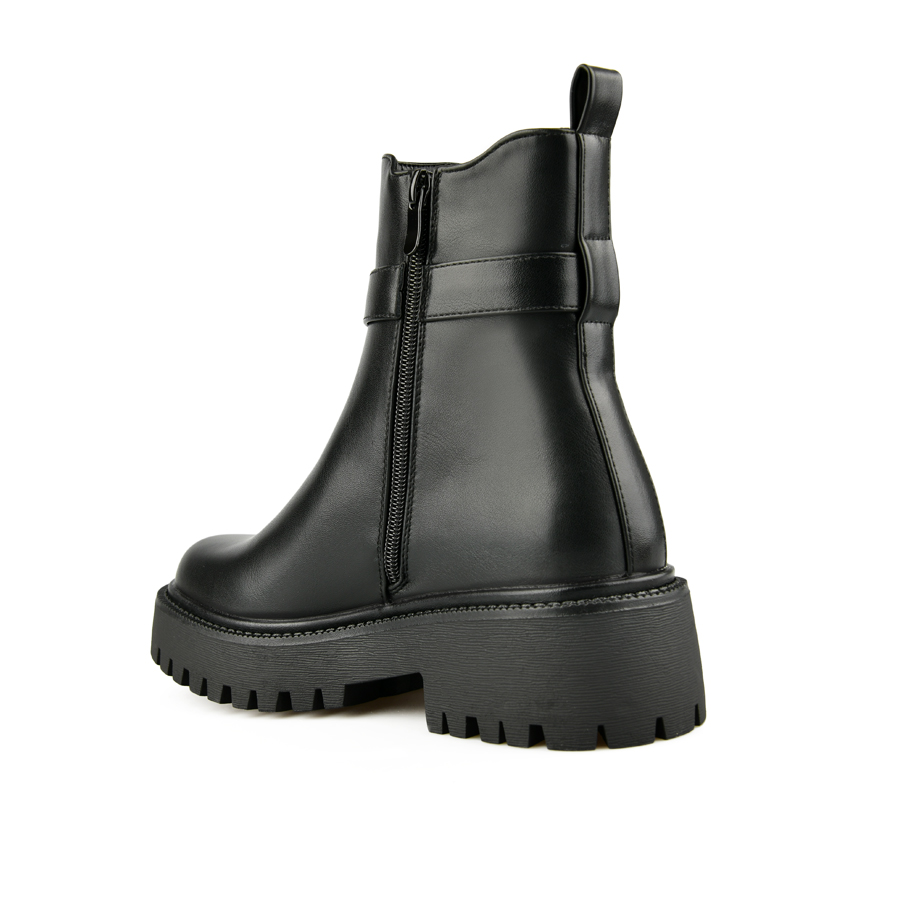 γυναικεία μποτάκια ύφασμα/οικολογικό δέρμα μαύρο 3