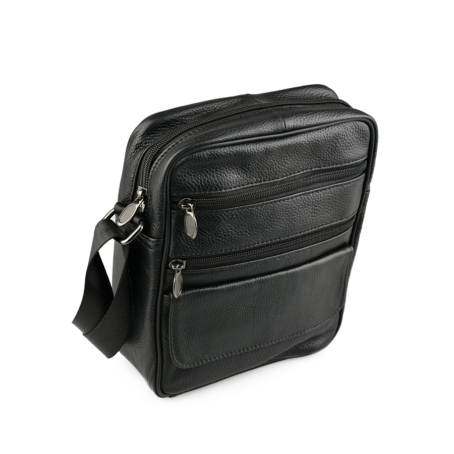 мъжка чанта естествена кожа черна 2