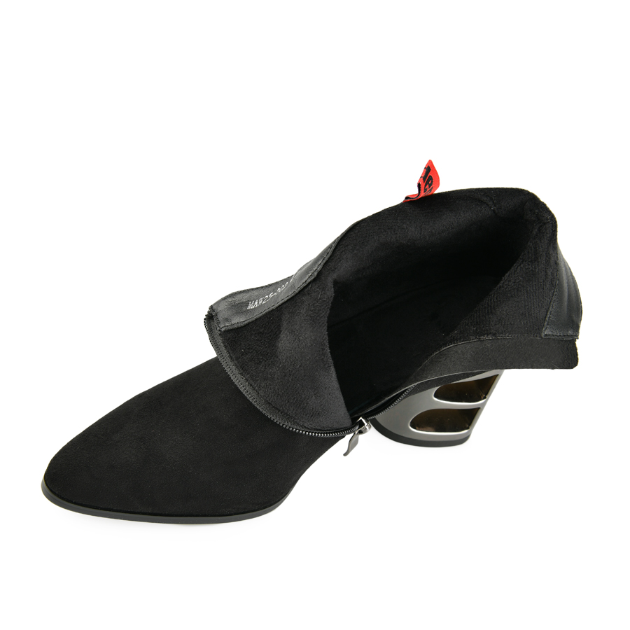 botine damă piele ecologică/textil negru 5