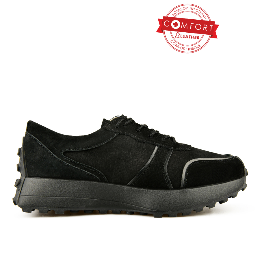 γυναικεία αθλητικά παπούτσια φυσικό δέρμα μαύρο 0