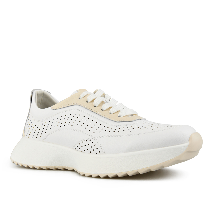 дамски обувки естествена кожа бяло/бежови 2