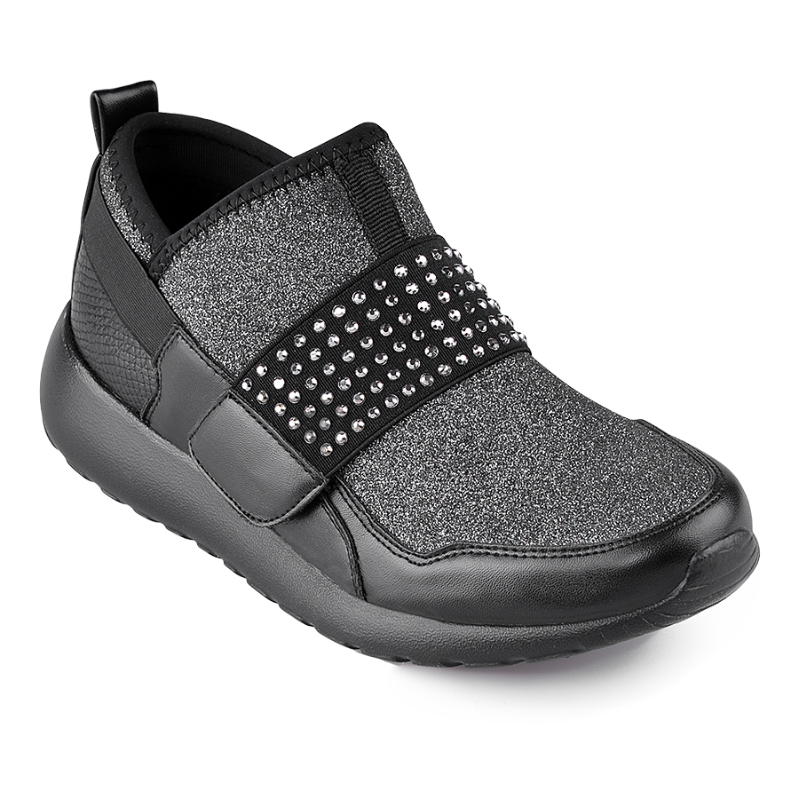 γυναικεία αθλητικά παπούτσια ύφασμα μαύρο 1