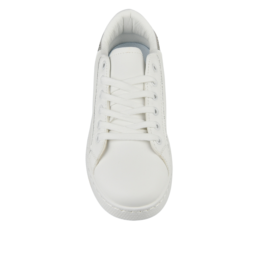 дамски кецове еко кожа бяло/сребърни 2