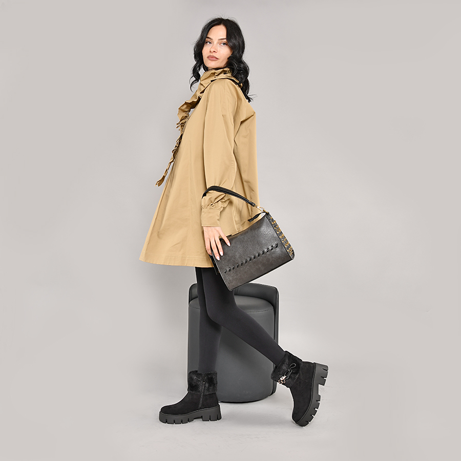 γυναικεία μπότες ύφασμα μαύρο 7