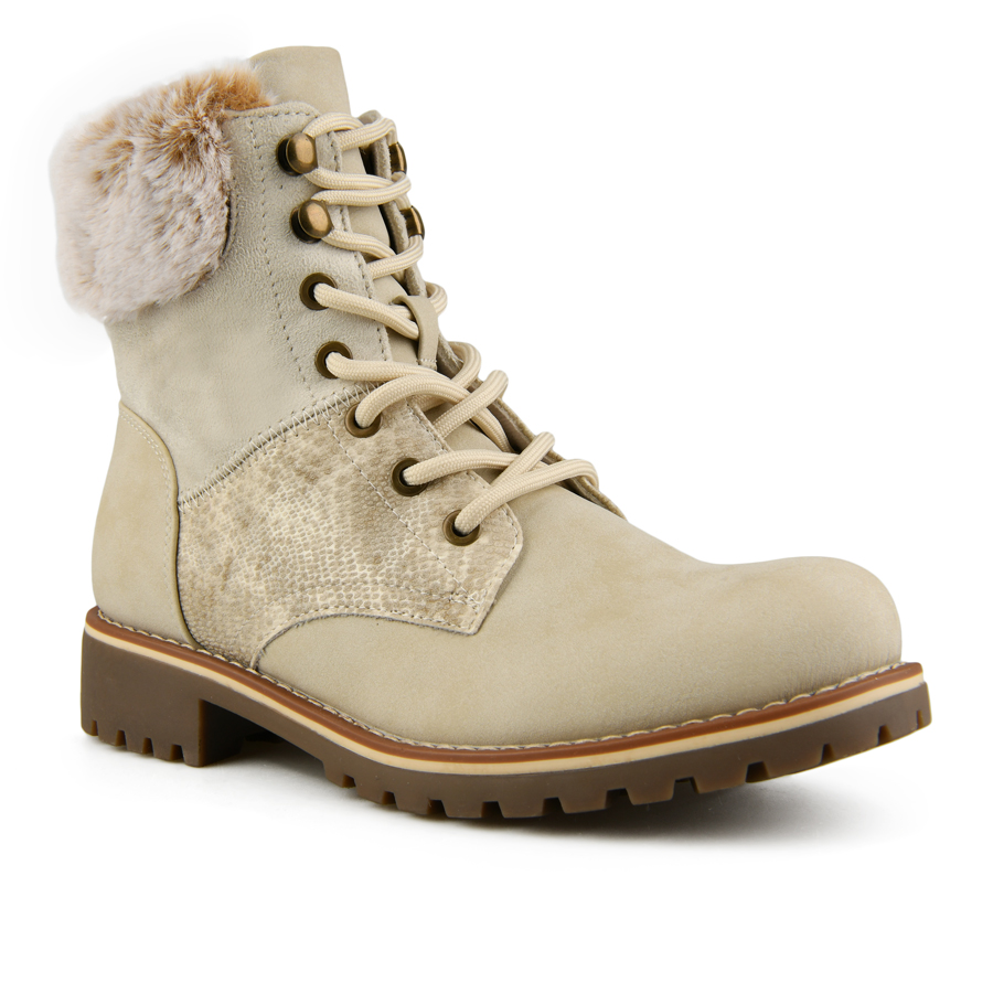 botine damă piele ecologică/textil bej 1