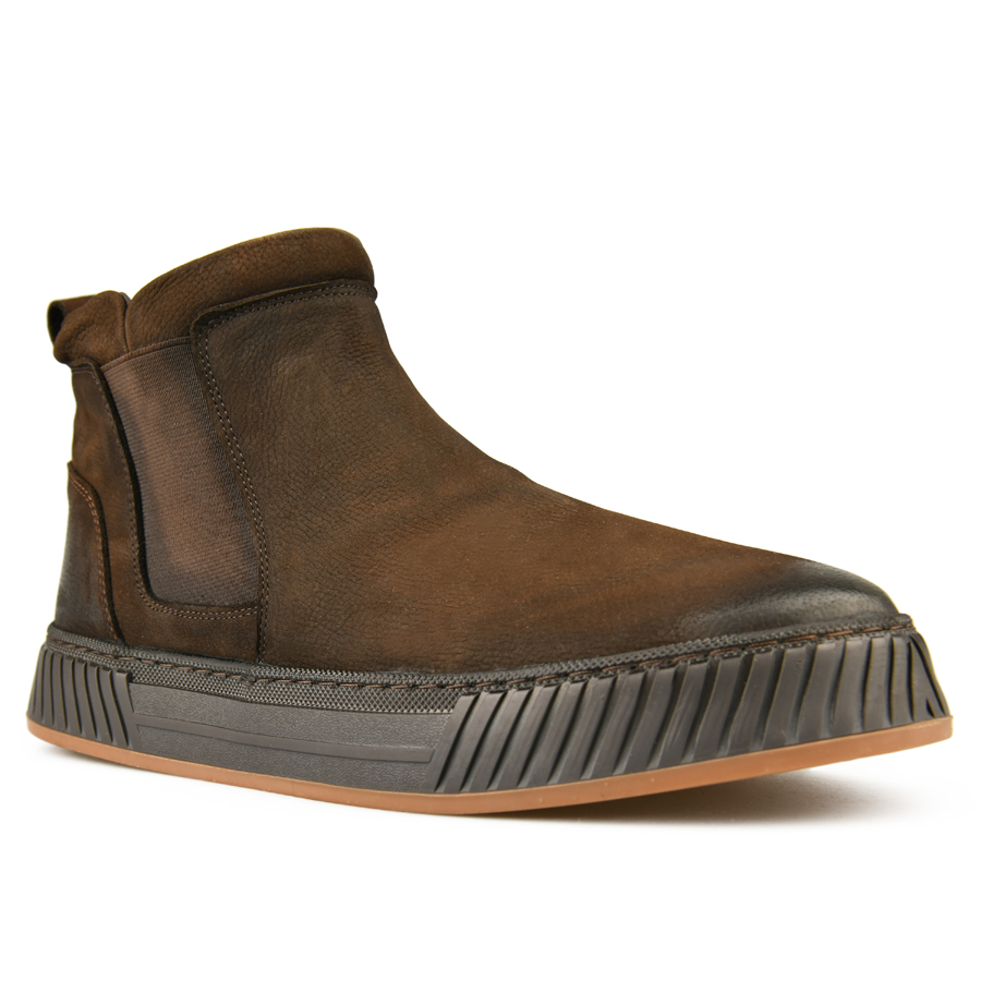 ανδρικά μποτάκια φυσικό δέρμα σκούρο καφέ 2