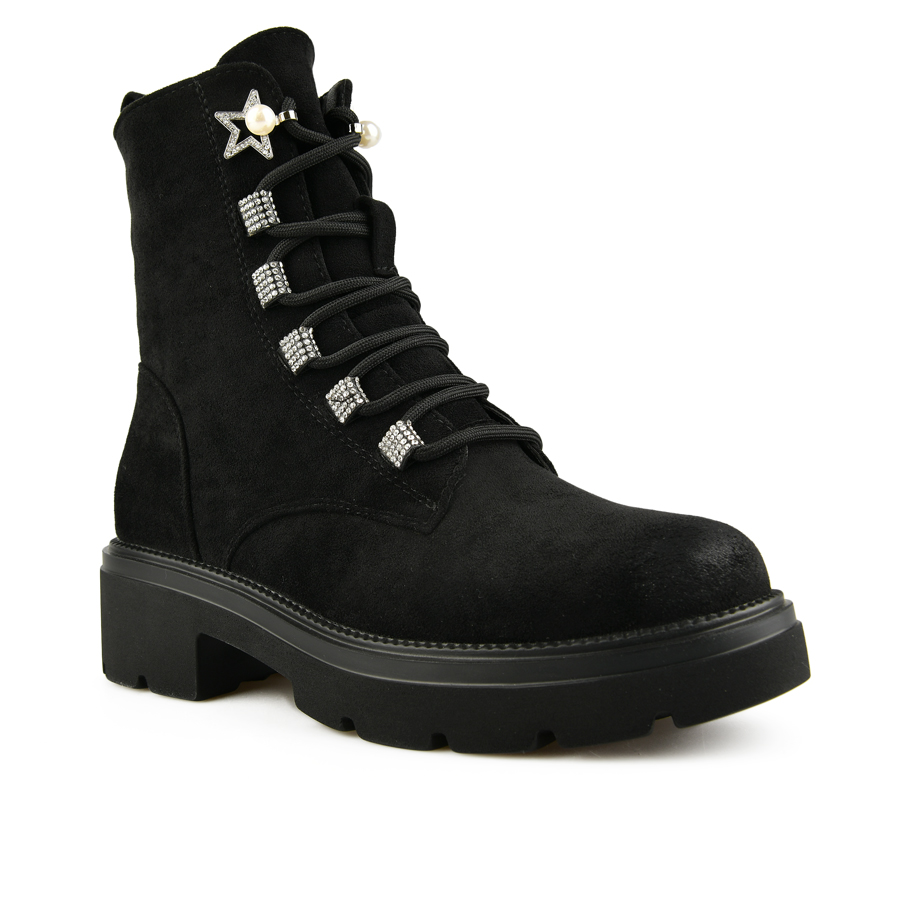 botine damă textil negru 1