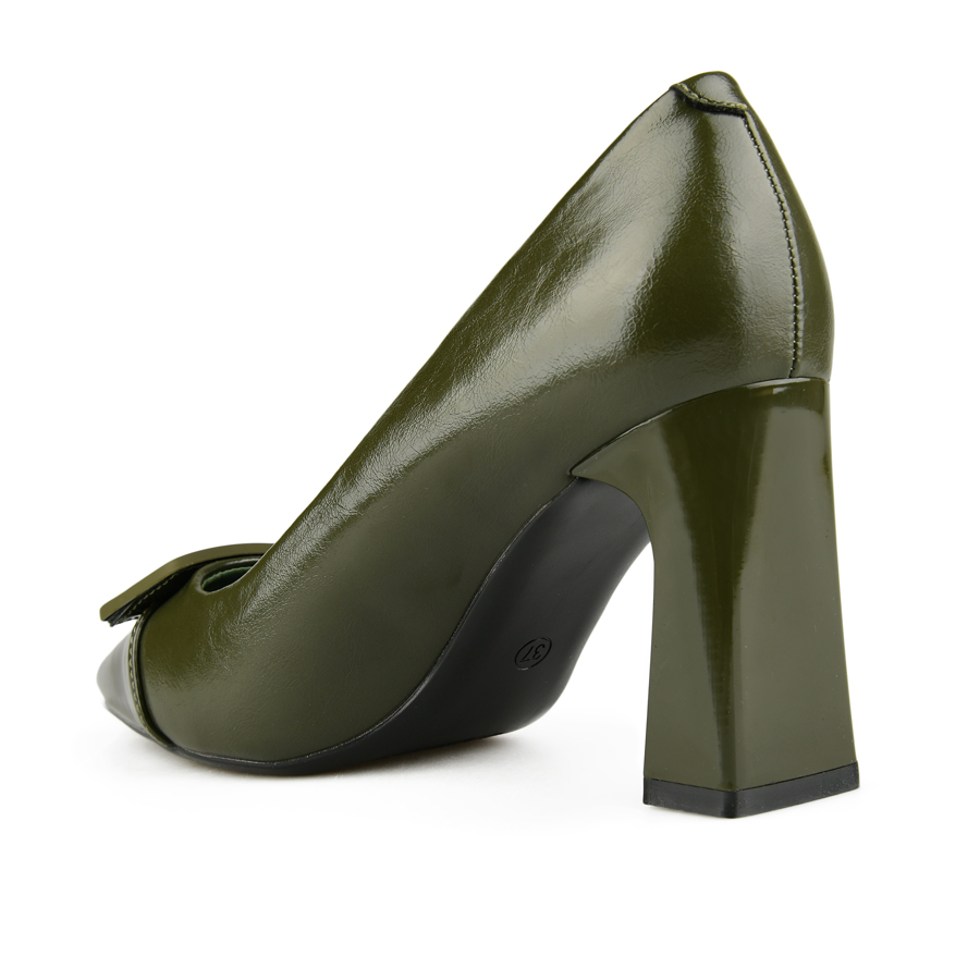 pantofi damă piele ecologică verde închis 3